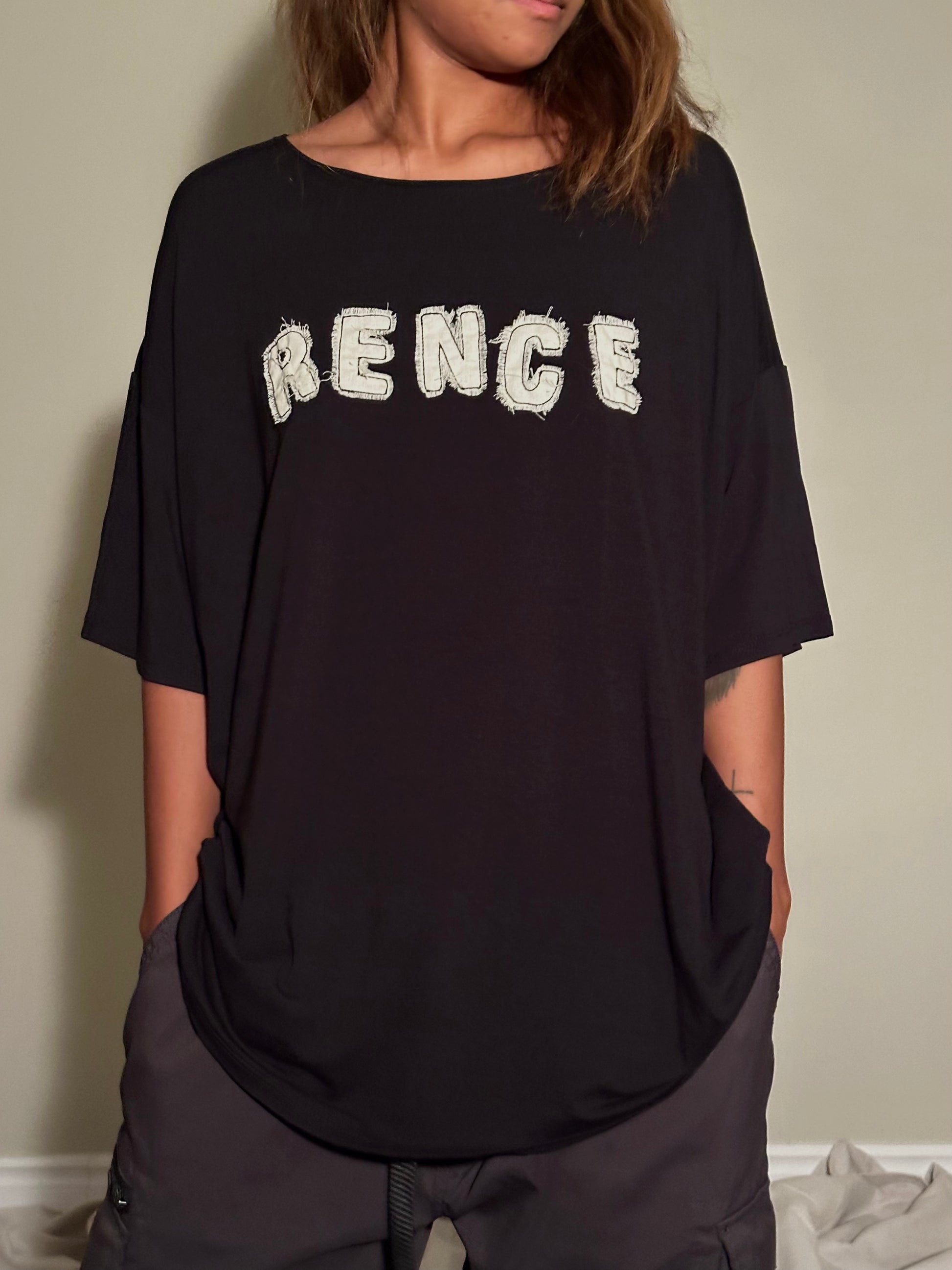 black oversized scrap tee. 