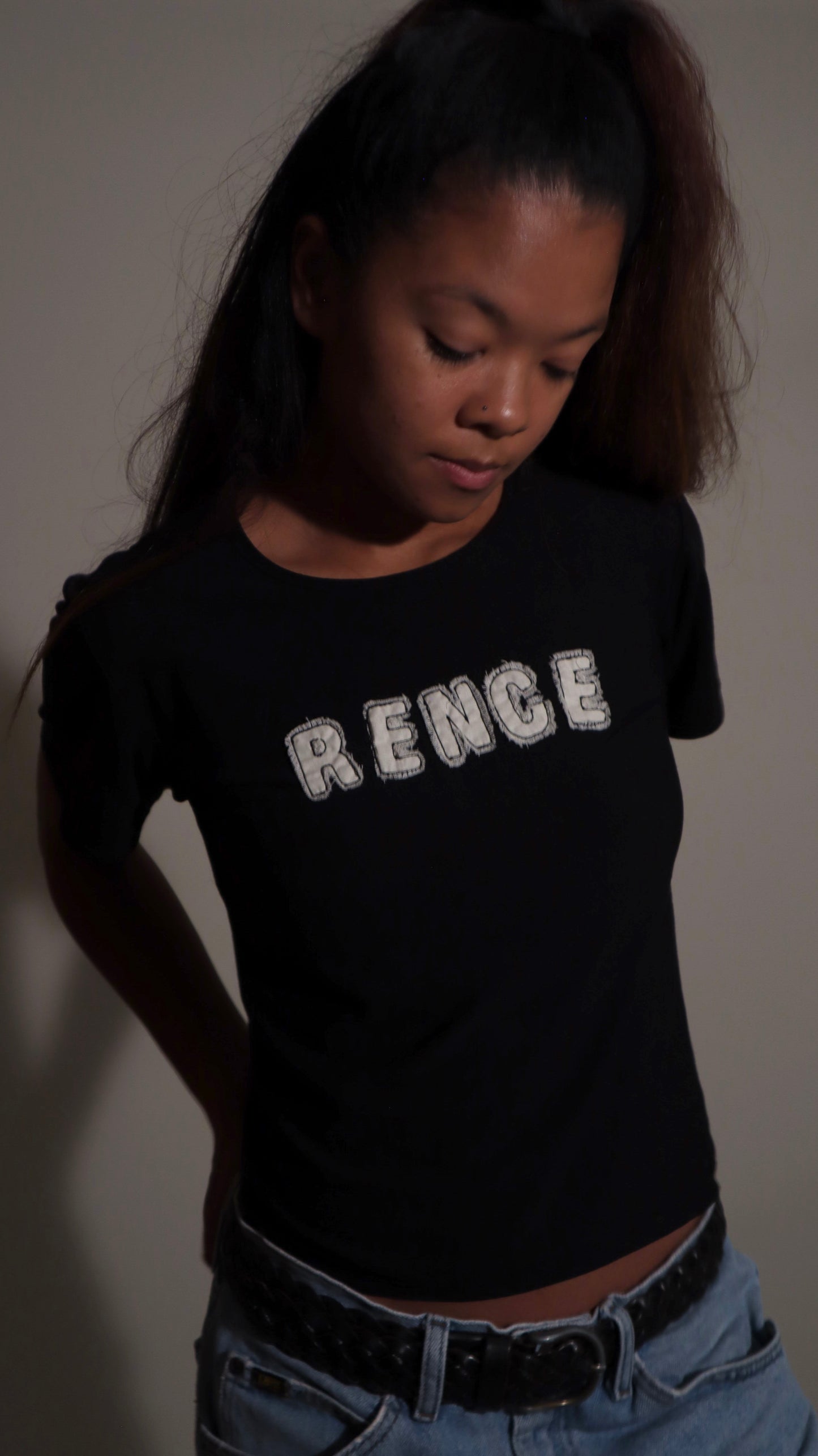 Black Rencec. Baby Tee. 