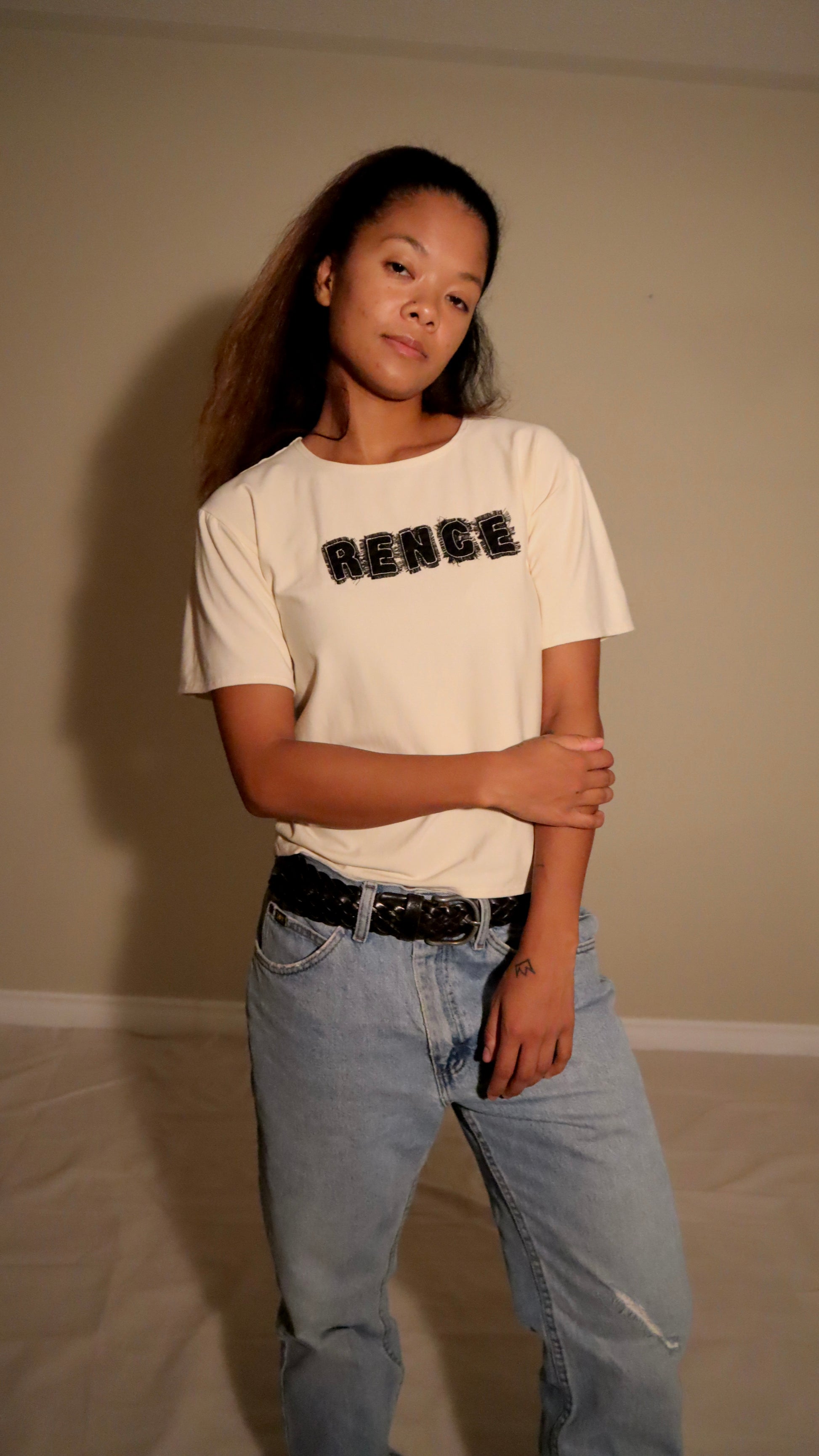 Beige Rence. Baby Scrap Tee