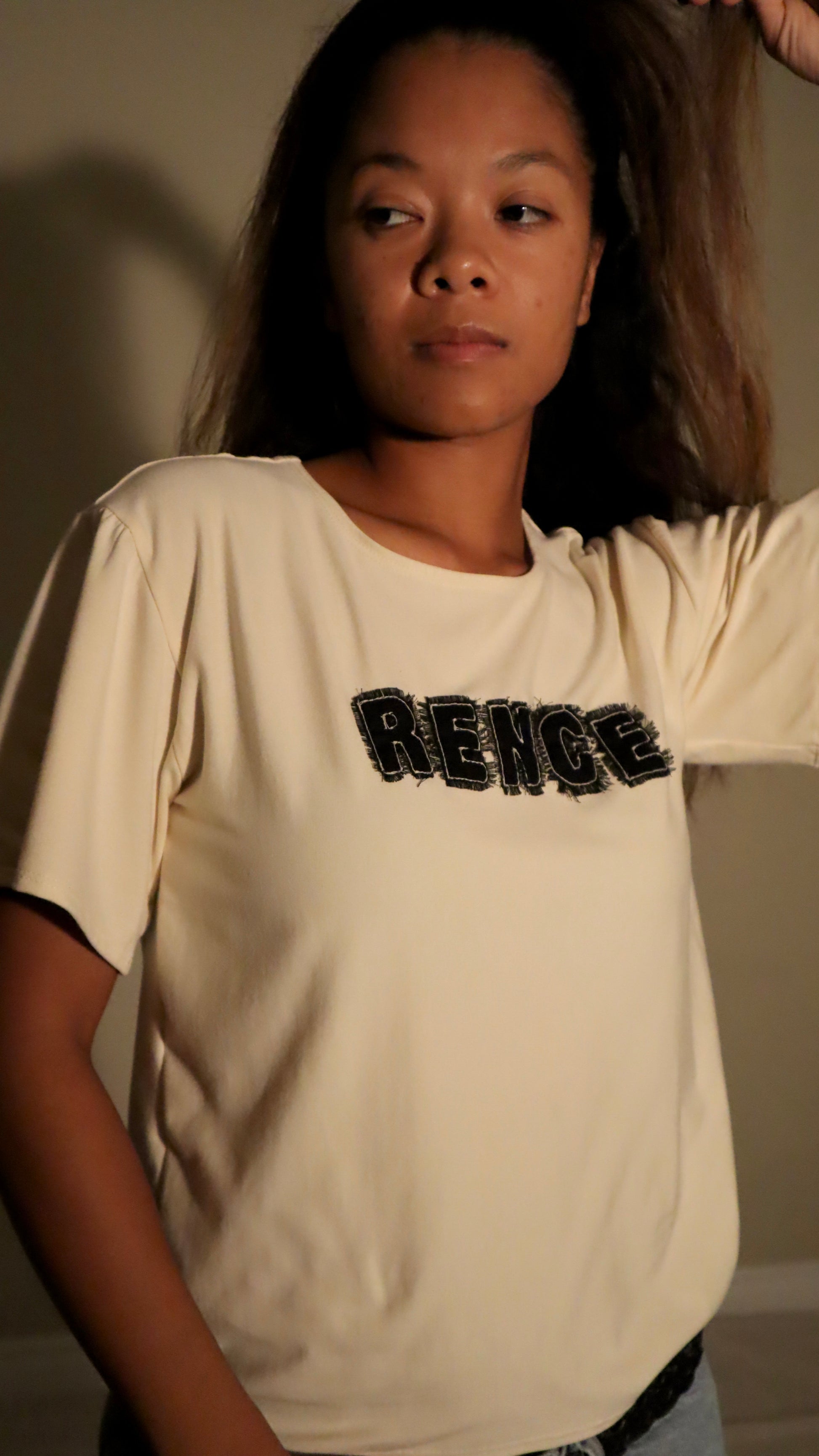 Beige Rence. Baby Scrap Tee