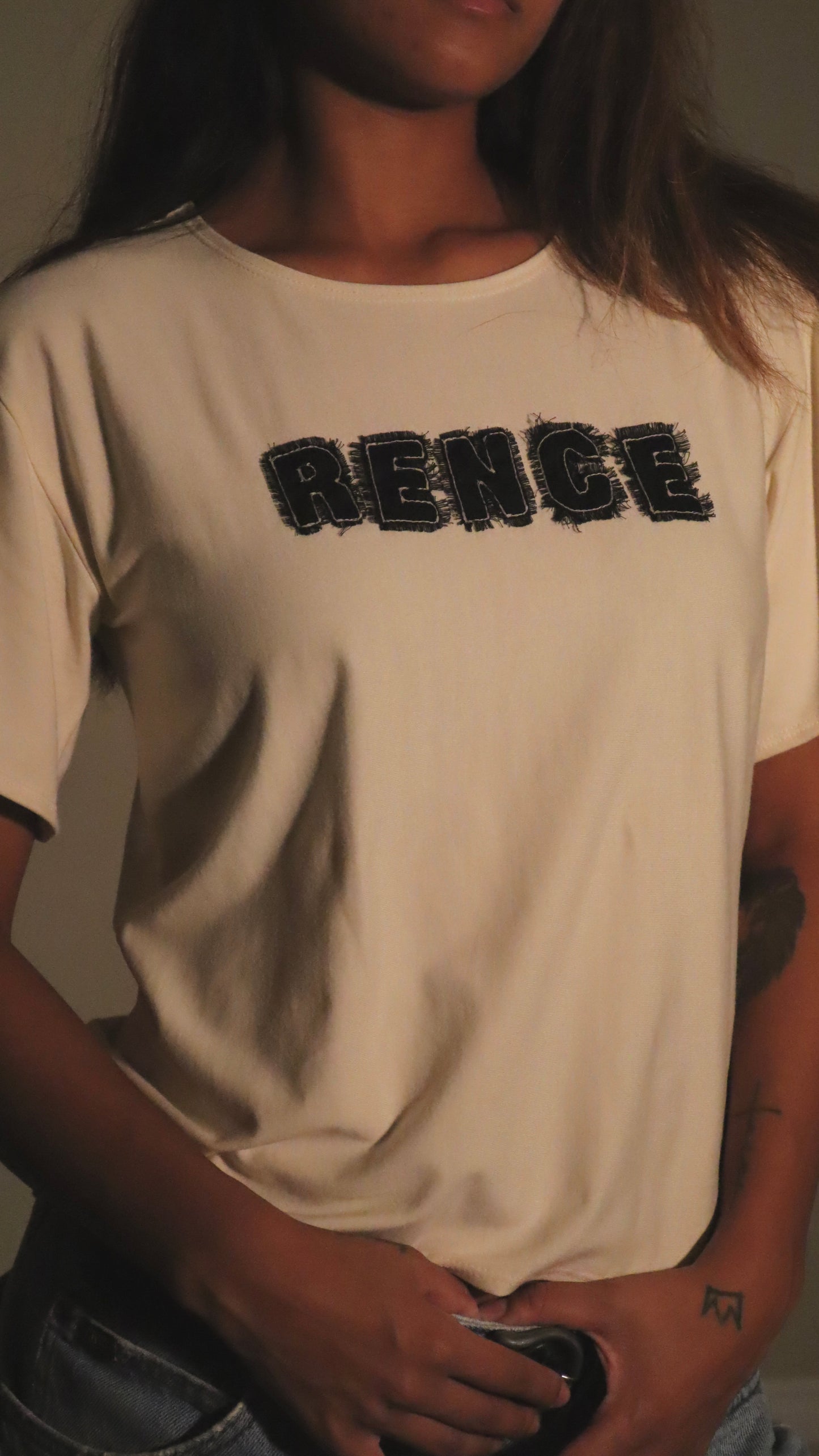 Beige Rence. Baby Scrap Tee