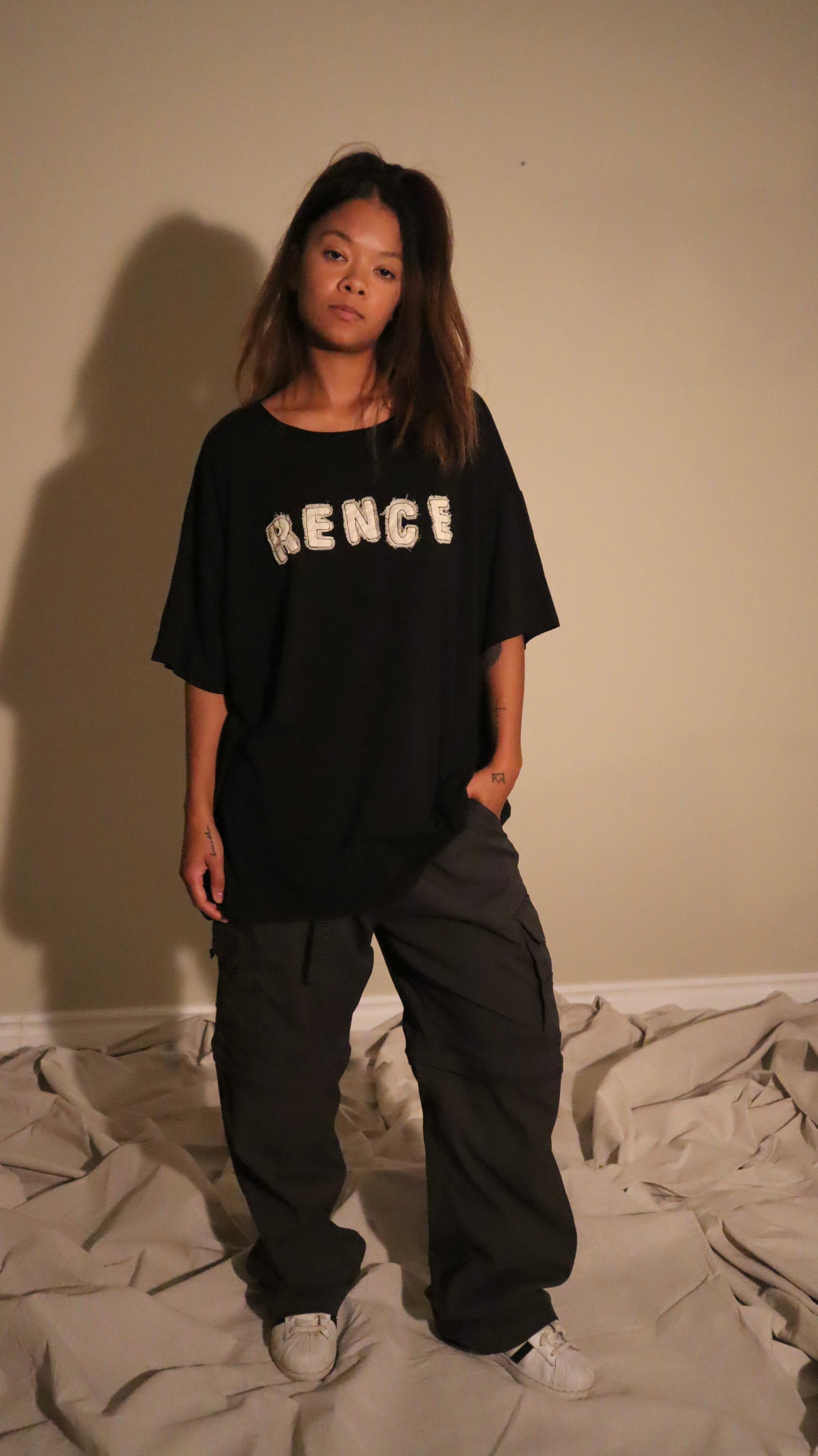 black Oversized Scrap tee. 