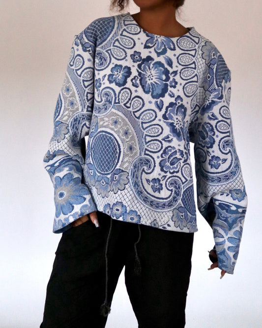 Blue and White Classic Crew