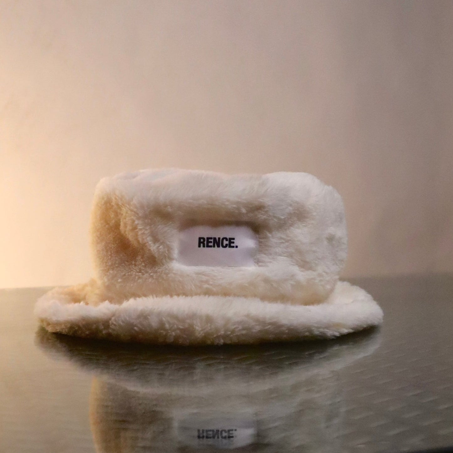 Rence. Ivory Fur Bucket Hat 