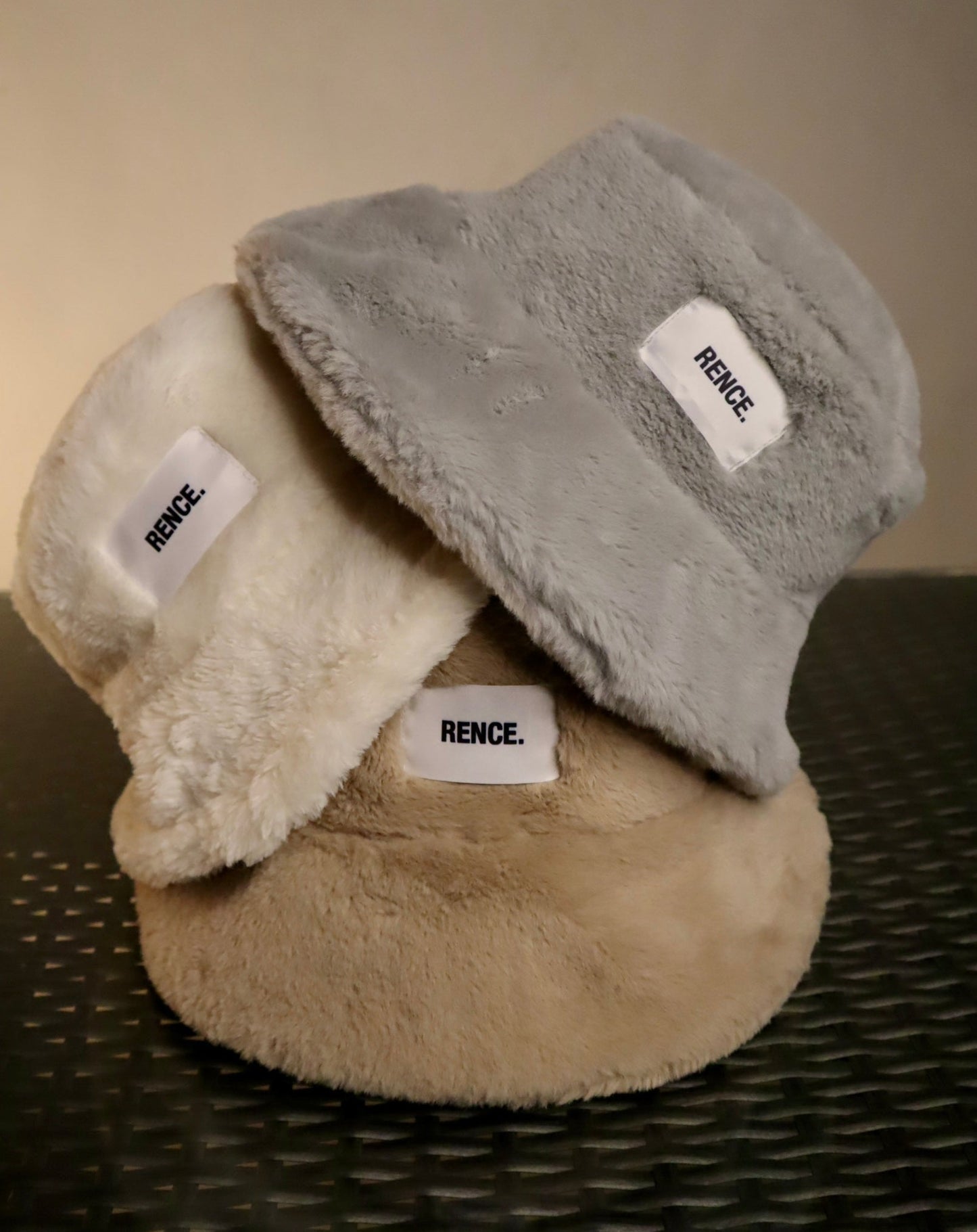 Beige Fur Bucket Hat